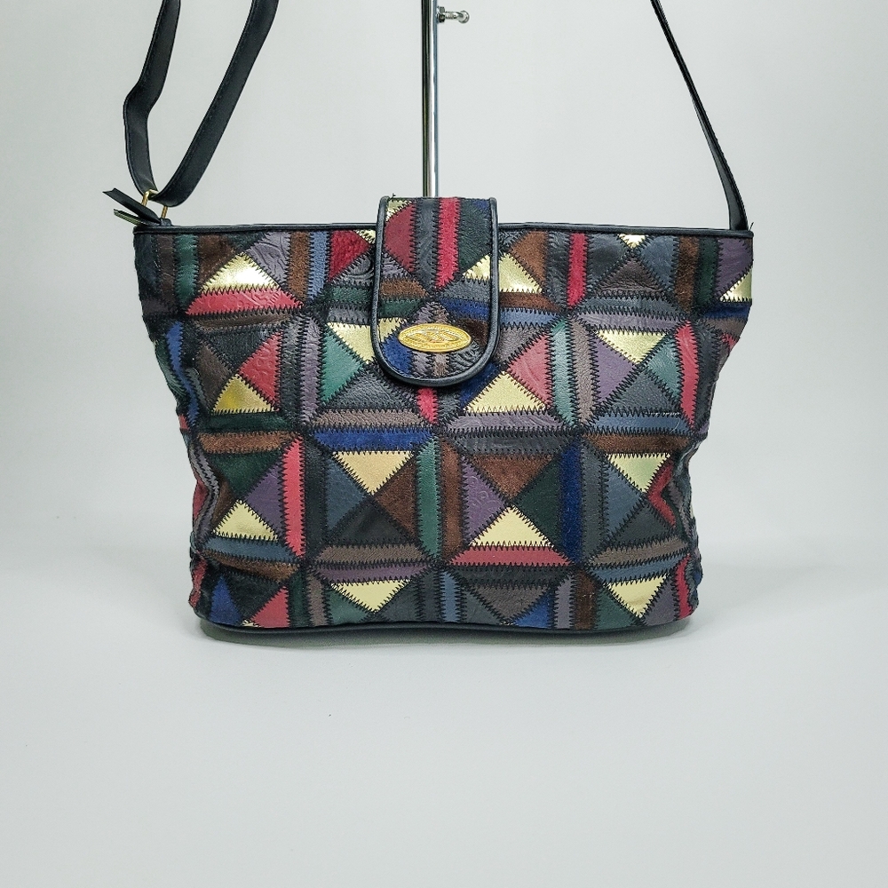 La Covina Granny Core Vintage Leather Patchwork Purse And Wallet Set View 2